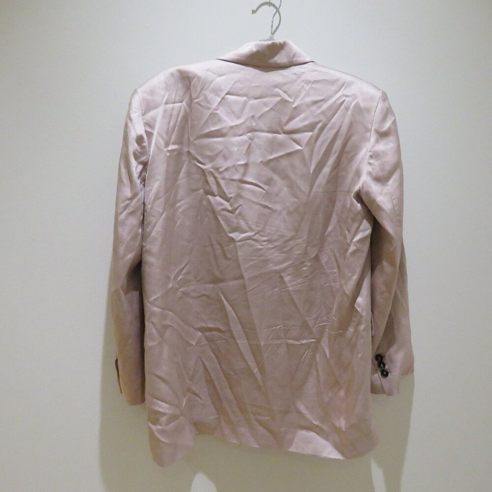 ZARA Long Buttoned Collared Satin Blazer in Blush Pink Pastel Preppy - Size S - Picture 11 of 14